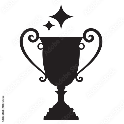 Gold trophy cup isolated vector icon for award ceremony or champion success