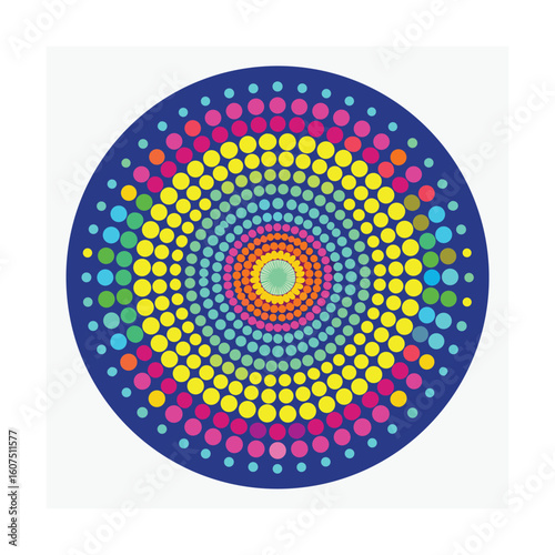 Colorful Halftone Circle with Dot Pattern
