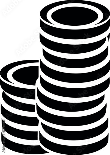 Stacks of coins money currency silhouette vector illustration