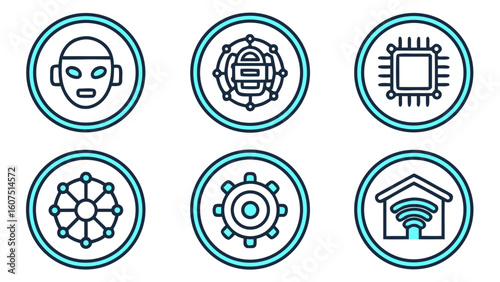 Robot machine learning automation iot technology chip gear wifi network connection artificial intelligence transparent background