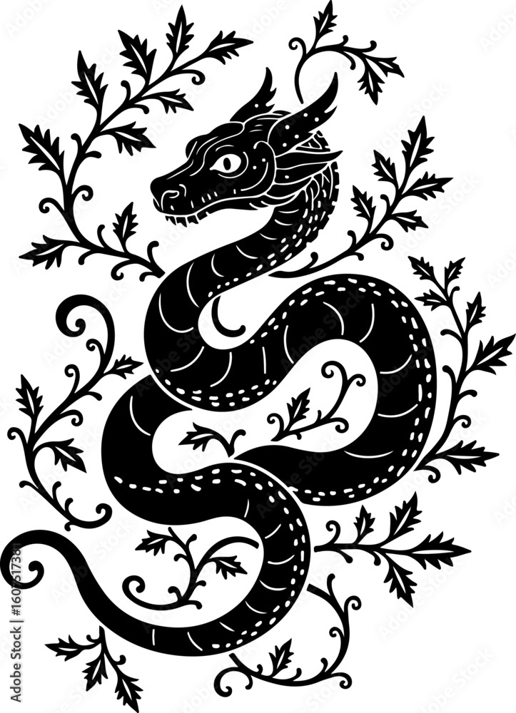 Obraz premium dragon tattoo tribal skull tattoo, rose tattoo gothic art, , flower vector art