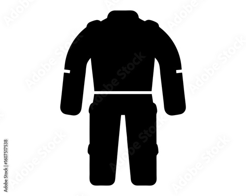 Black Silhouette of a Protective Workwear Outfit, Isolated on White Background