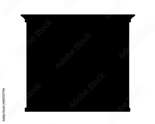 Silhouette of a wooden cabinet or wardrobe with decorative crown molding
