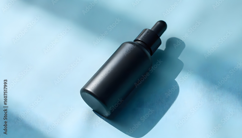 Fototapeta premium Blue nail polish bottle on blue background isolated with makeup and beauty elements