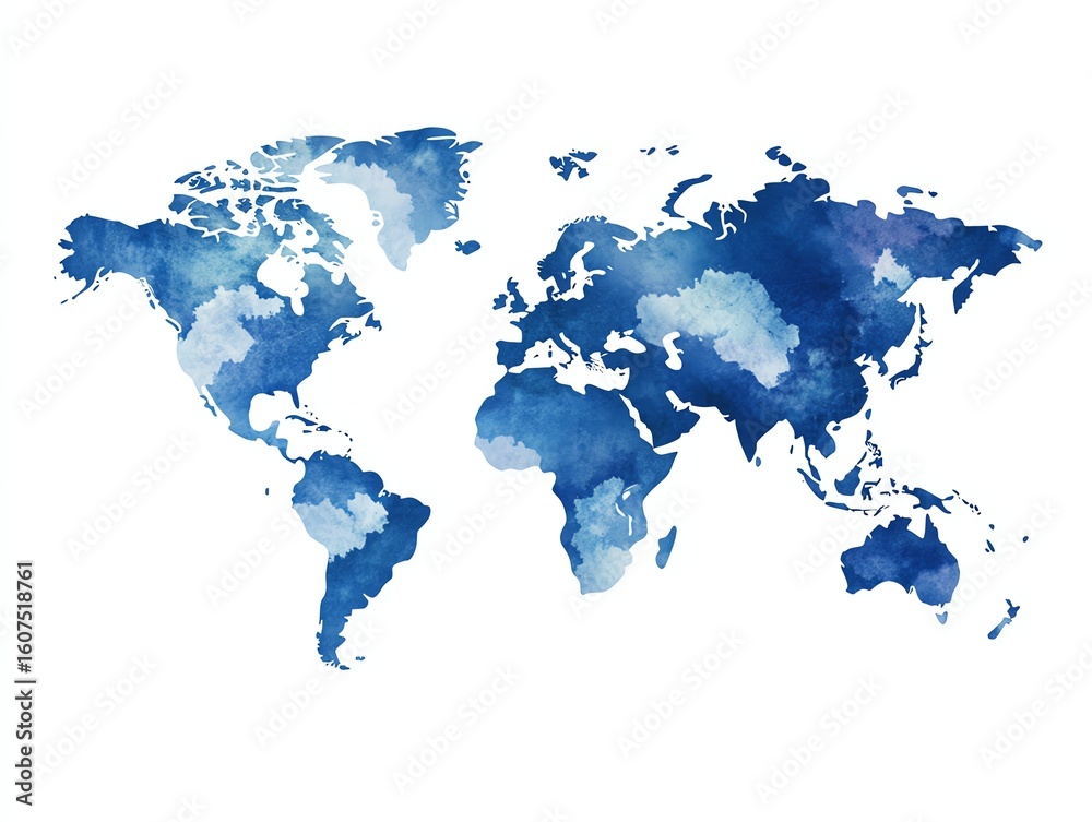 Obraz premium World map, simple, blue