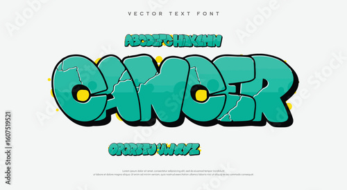 Cnacer logo graffiti font text effect, spray and street text style	
