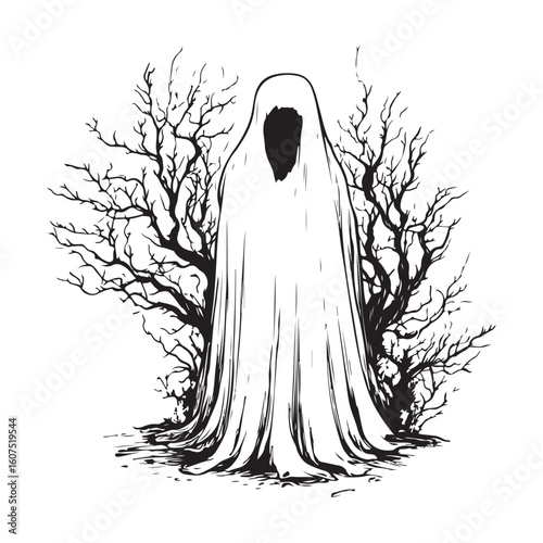 A cloaked figure stands silently in mystery and silhouette.