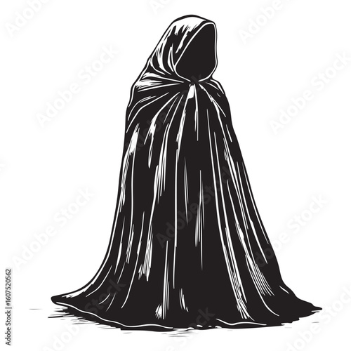 A cloaked figure stands silently in mystery and silhouette.