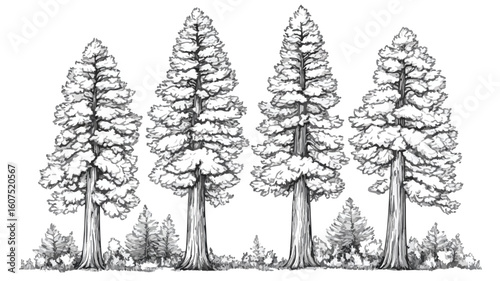 Majestic Sequoia Tree Vector Illustration in Nature