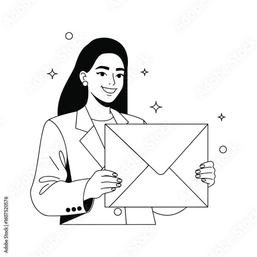 A young woman holding an envelope