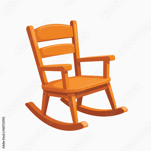 Classic wooden rocking chair with orange finish