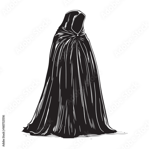 A cloaked figure stands silently in mystery and silhouette.