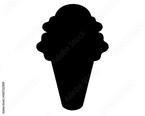 Black silhouette of a delectable ice cream cone with two scoops