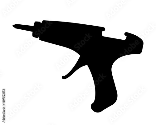 Black silhouette of a construction spray foam gun applicator equipment tool