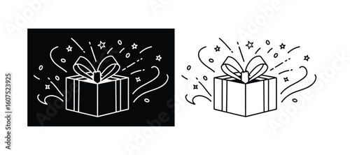 vector gift box black and white design 