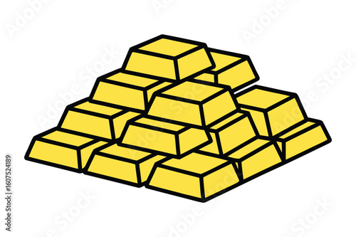 gold bars on vector art white background