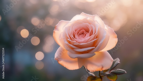 ethereal bloom a single exquisite rose in full bloom suspended against a soft diffused background evokes feelings of tranquility and timeless beauty