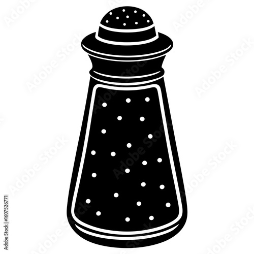 A minimalist, stylized illustration of a classic salt shaker.