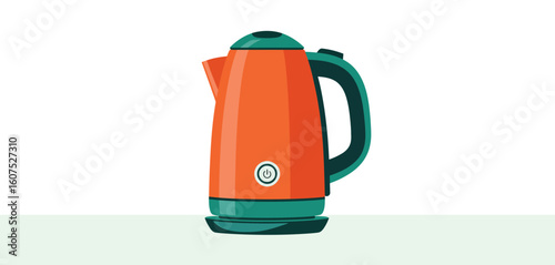 Bright orange electric kettle with teal accents