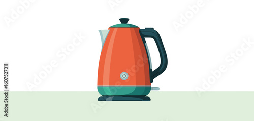 Retro orange electric kettle with teal accents