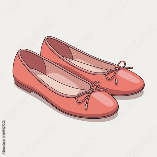 Charming coral ballet flats with decorative bows