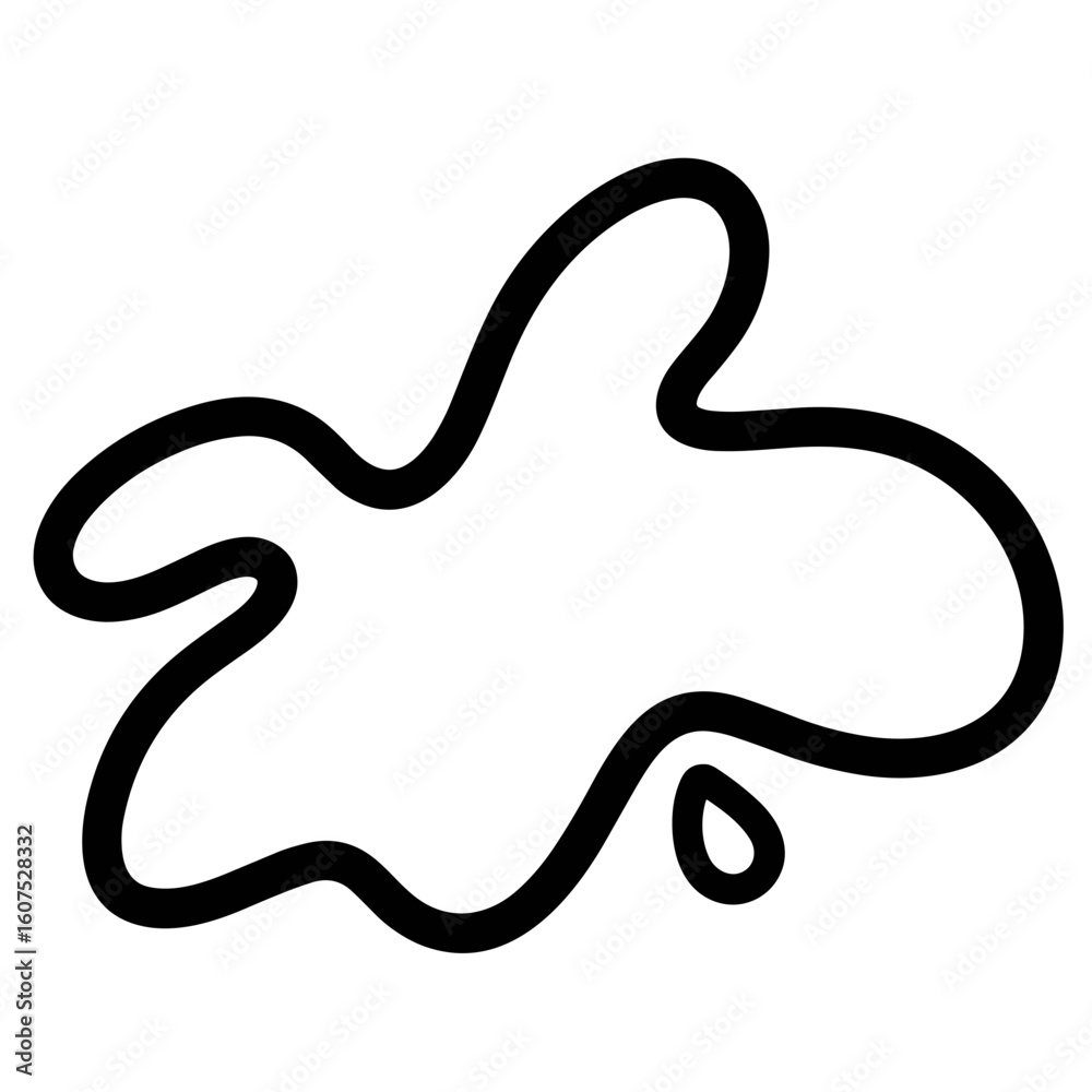 Fototapeta premium Abstract black ink splash shape isolated on white background 