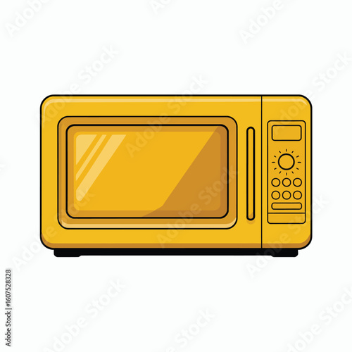 Illustration of a modern yellow kitchen microwave oven