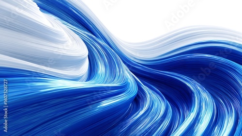 Abstract Blue Wave on White Background – Smooth Flowing Motion Design

