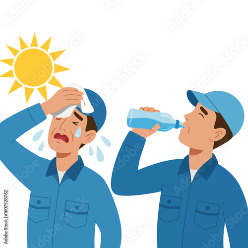 Workers struggling with heat and staying hydrated in the sun