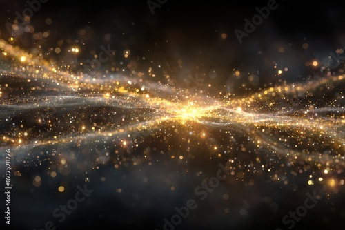 Stunning burst of light illuminating a dark background with shimmering particles creating an ethereal atmosphere