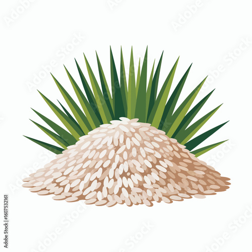 Agave plant and pile of white granular material illustration