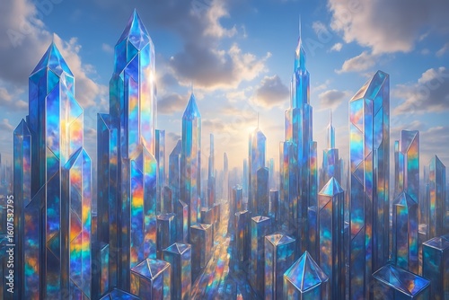 Céu de Cristal: A Cidade Arco-íris do Futuro