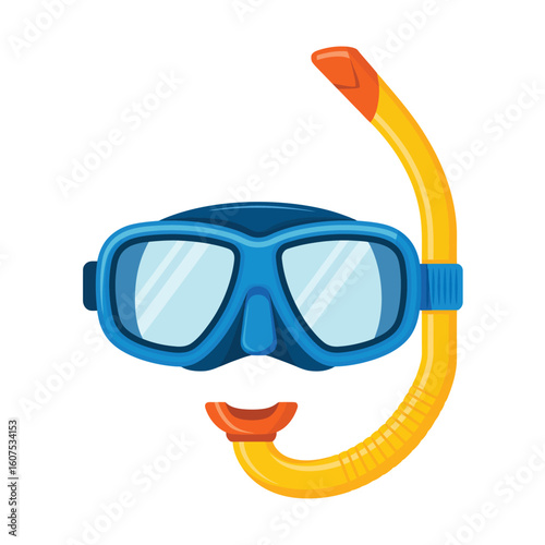 Blue snorkel mask and yellow snorkel tube