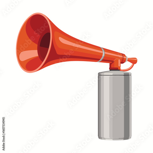 Bright orange air horn with silver canister