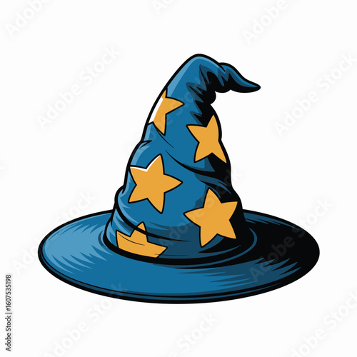 Classic blue wizard hat with yellow stars