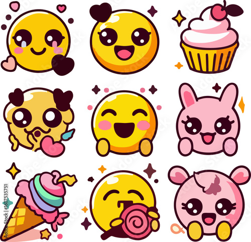 Kawaii Expression Characters in Vector 2