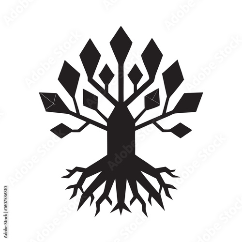 Tree Of Life With Mountain Roots Silhouette