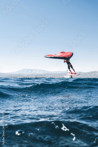 Wing foiling in the sea