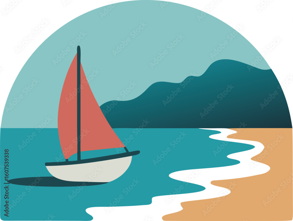 Naklejka premium Beach logo symbol vector Art, Icons, and Graphics for Designers