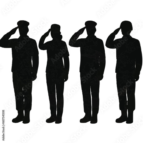 Military soldiers saluting