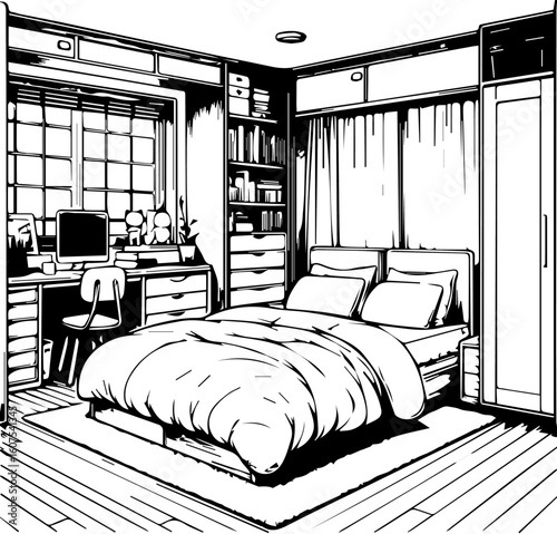 bedroom interior with bed