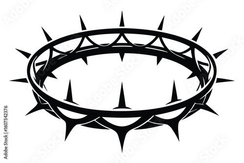 Black and White Image of a Crown of Thorns Silhouette Religious Symbolism