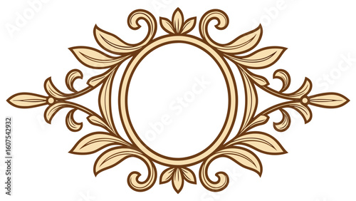Elegant Oval Frame with Decorative Floral Ornaments for Invitations and Greetings Vector Illustration Graphic Design Element