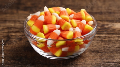 Candy Corn in Glass Bowl