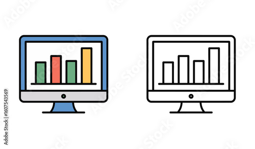 Modern Data Visualization Two Computer Screens Depicting Bar Graphs Side by Side