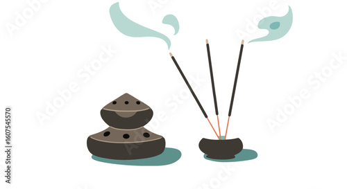 Aromatic incense sticks burning, creating a serene atmosphere.