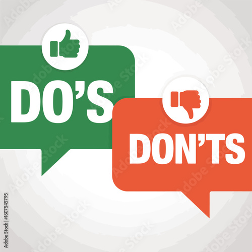 Dos and donts with thumbs up and thumbs down icons