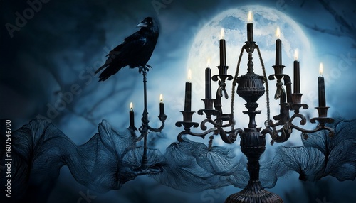 elegant halloween graphics raven lace candelabra