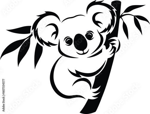 Cute Koala Climbing Tree Vector