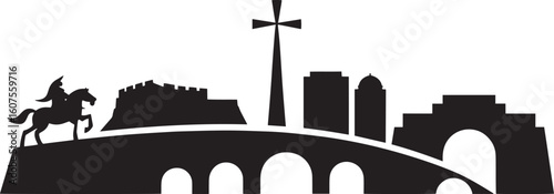 Skopje Skyline Silhouette Vector Illustration with City Buildings and Landmarks Design